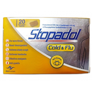 STOPADOL COLD & FLU ( PARACETAMOL + GUAIFENESIN + PHENYLEPHRINE HCL ) 20 HARD GELATIN CAPSULES